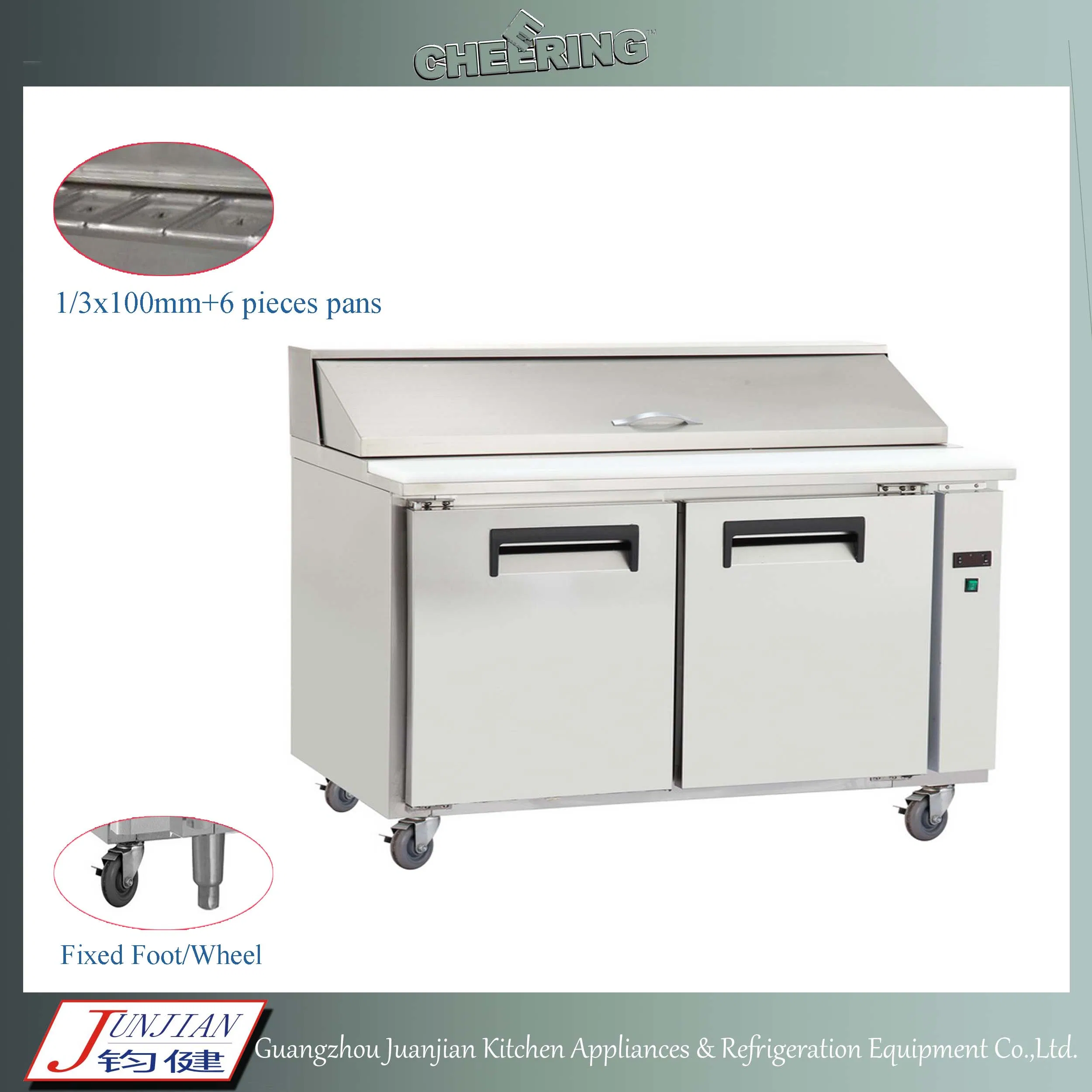 CE Certified 3-Door Commercial Pizza Sandwich Refrigerator Unit