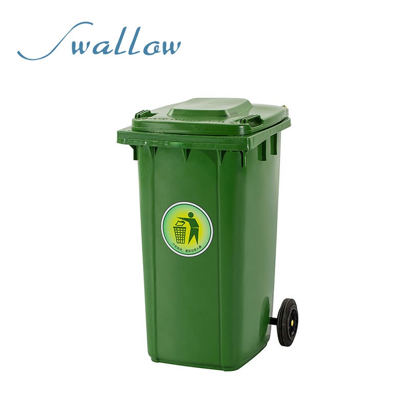 Пластиковый мусорный бак 180 л с крышкой и колесами