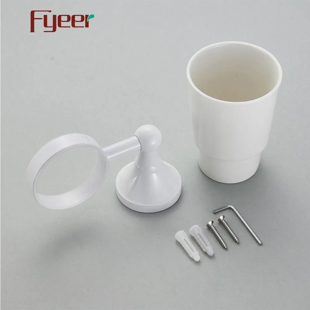 Fyeer White Brass Single Cup Tooth Brush Holder