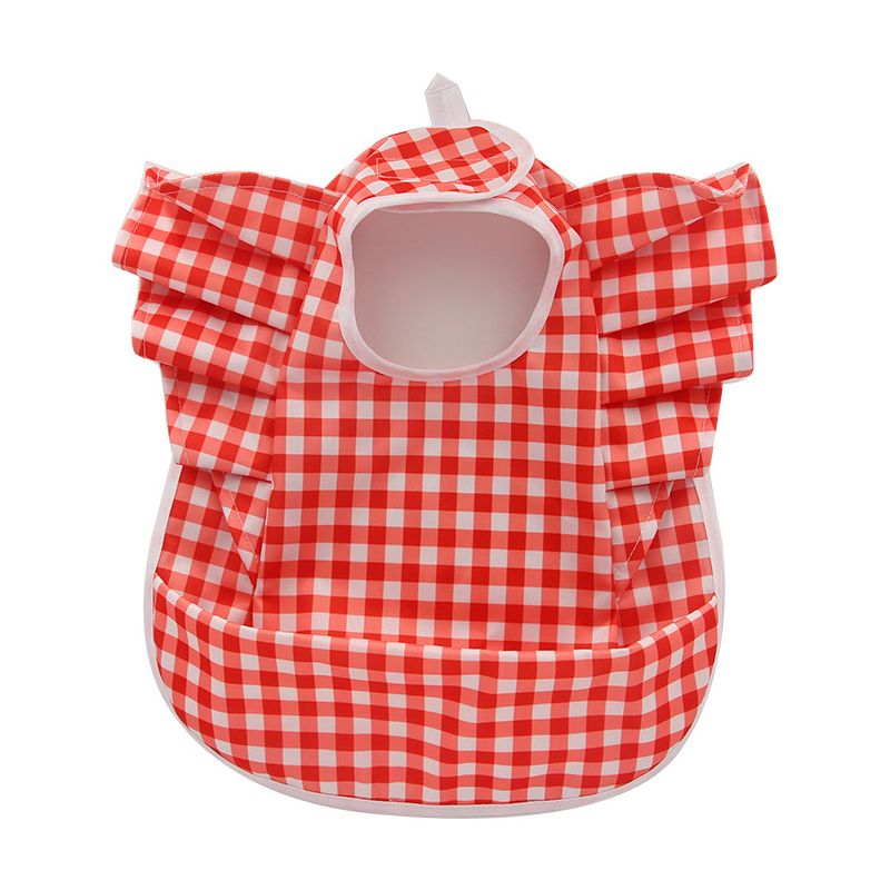 New Baby Bib with Lace, Polyester Waterproof Bib and Food Bag