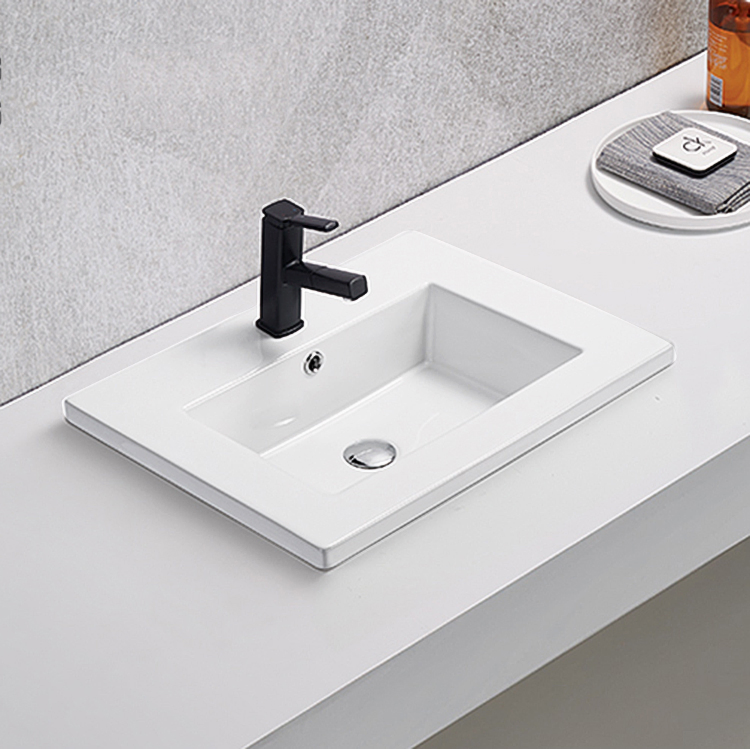 Керамическая раковина прямоугольная для ванной