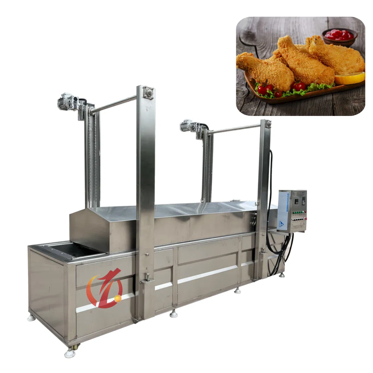 Stainless Steel Industrial Deep Fryer Fried Onion Rings Continuous Industrial Deep Fryer French Fries Frying Machine