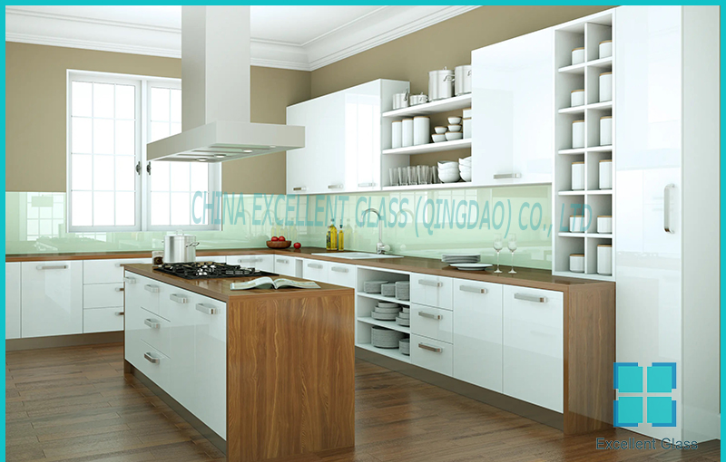Lacquered Glass, Painted Glass, Vinyl Back Painted Glass, Decorative Glass for Splash Board for Kitchen Cabinet Bar