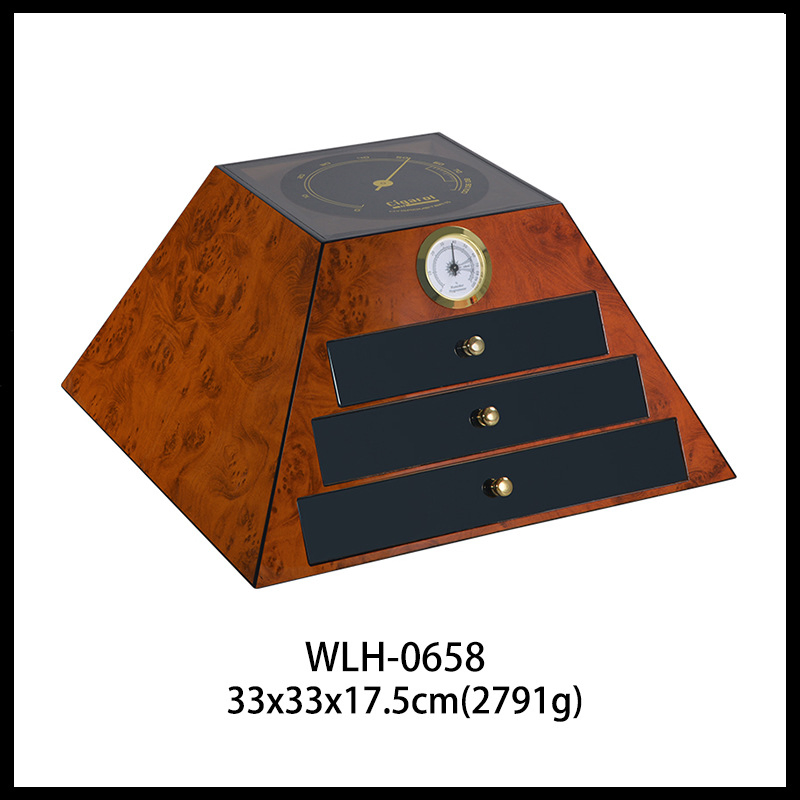 High Gloss Paint Three Layers Drawers Cedar Wood Humidor Cabinets