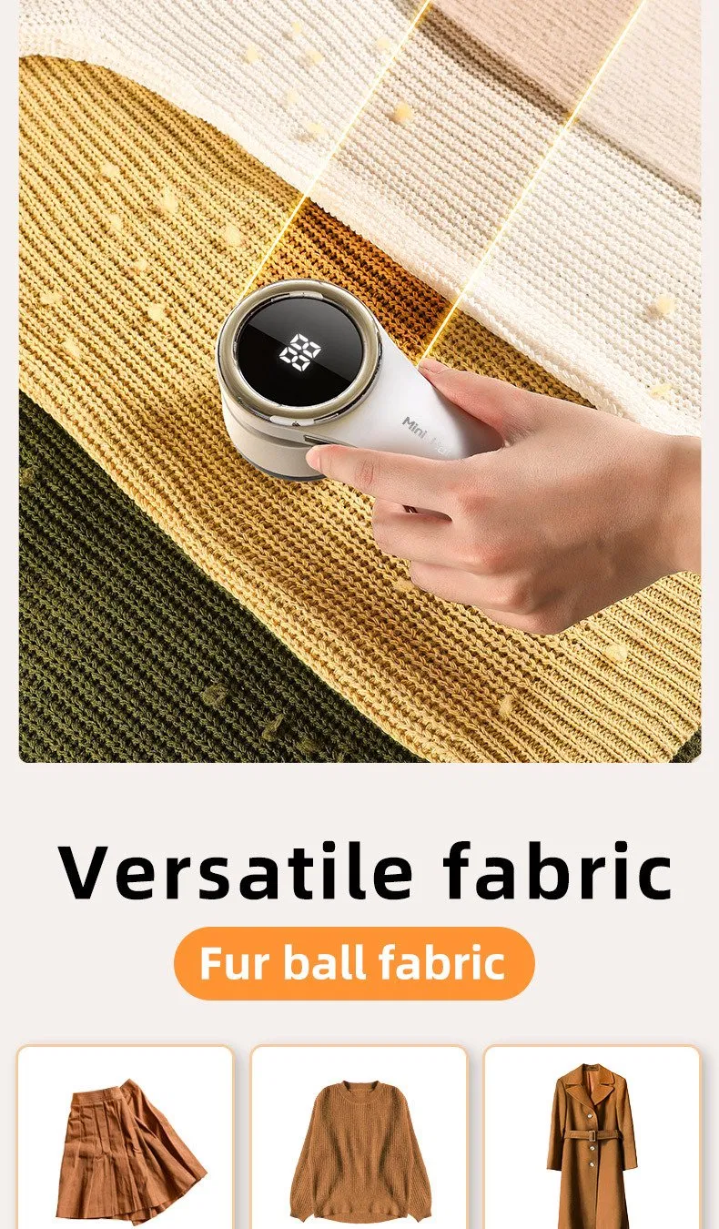 Electric Cloth Fabric Ball Shaver Professional 6 Blades Lint Remover Woolen Ball Trimmer Rechargeable Type with LCD Screen