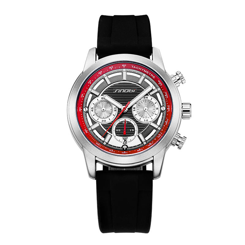 Men Quartz Chronograph Tachymeter Black Dial Man Wristwatch Calender Casual Quartz Watches
