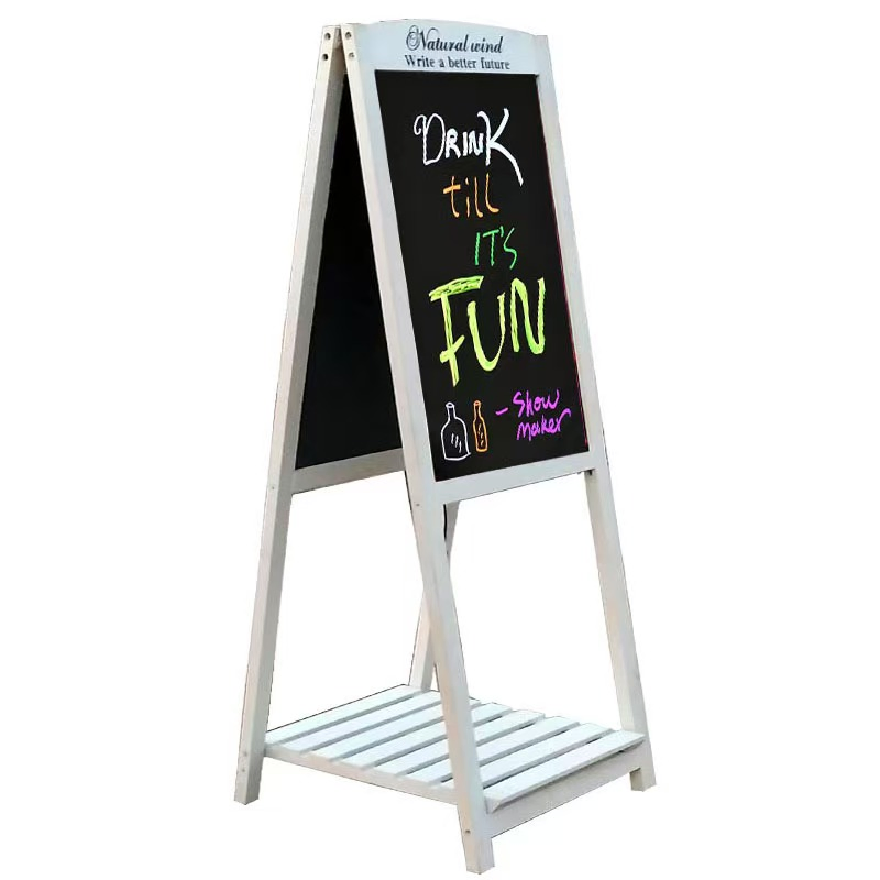 Custom Garden Decorative Folding Chalkboard Wooden Blackboard Flower Stand Shelf