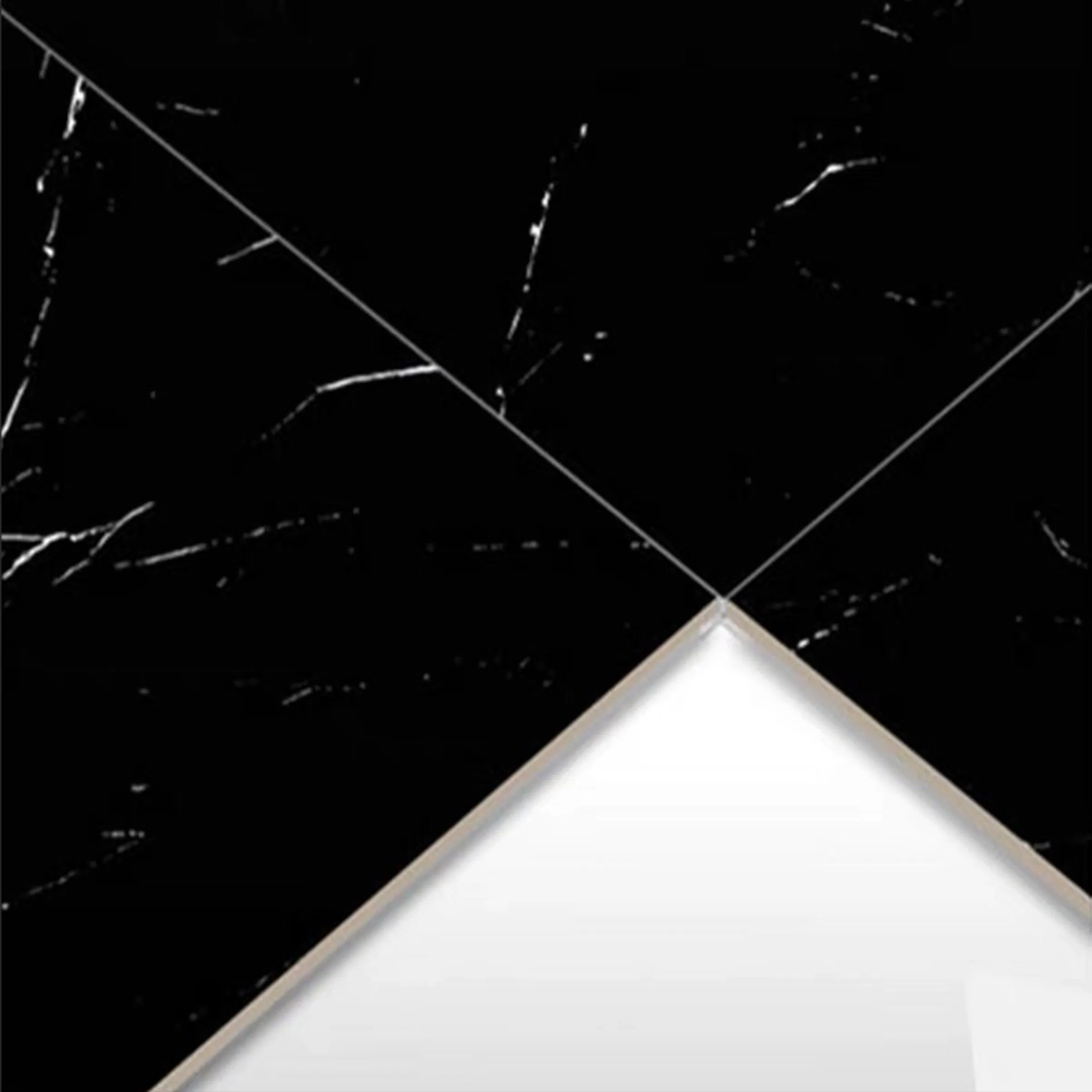 HP6709 600X600mm Super Polished Black&White Line Galzed Porcelain Wall & Floor Tile