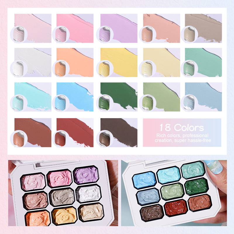 R S Nail High Quality 9 Colors Nine-Grid Macaron Oil Painting Gel Palette Nail Polish Set