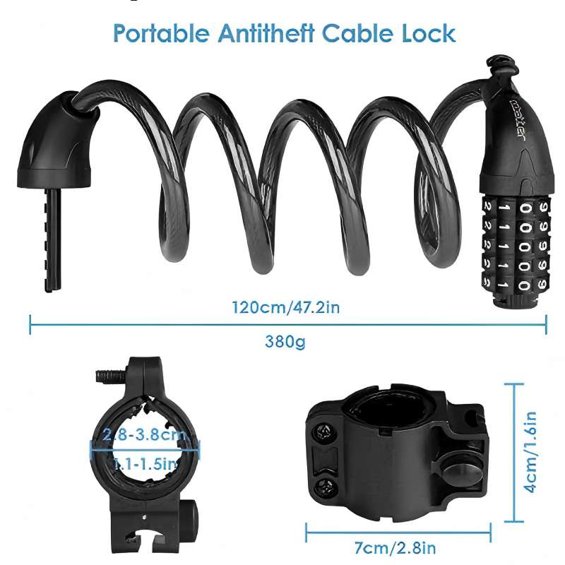 Universal Protective Bike Locking Steel Cable Chain Anti-Theft Lock