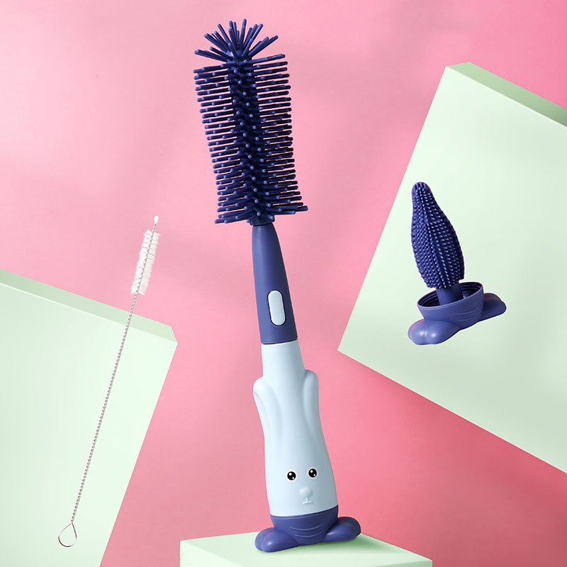 Factory Direct Sales All-Round Cleaning Silicone Bottle Nipple Straw Brush Water Cup Rotating Cleaning Brush