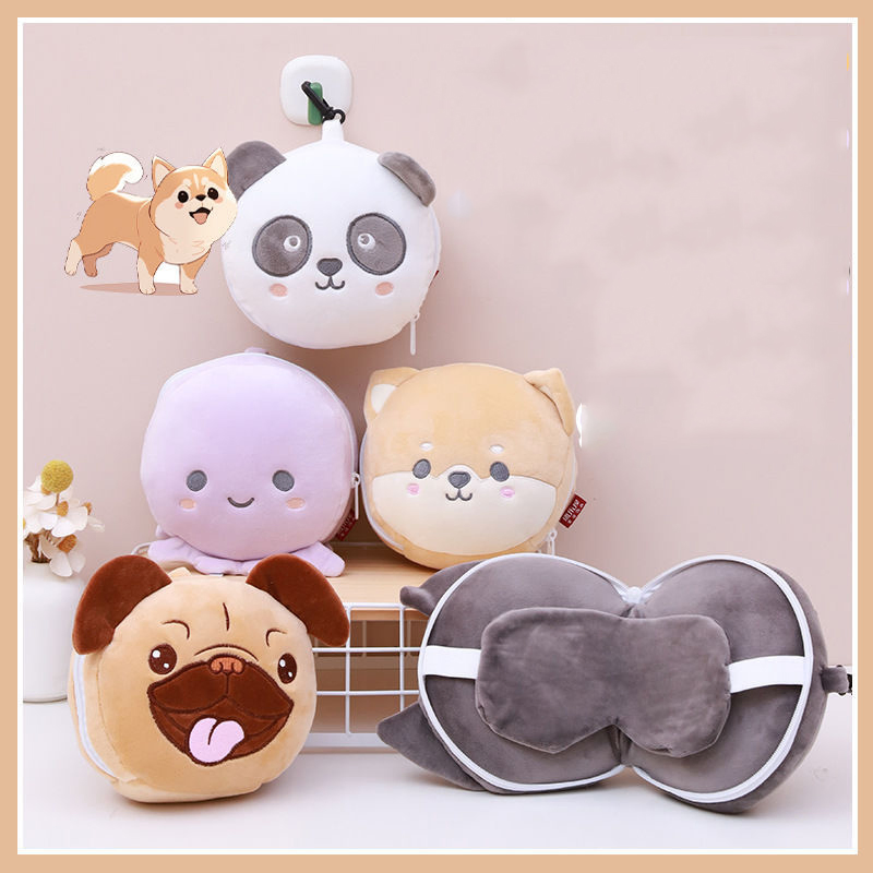 Cute Cartoon Eye Mask Neck Pillow Plush Home Office Travel Nap Pillow