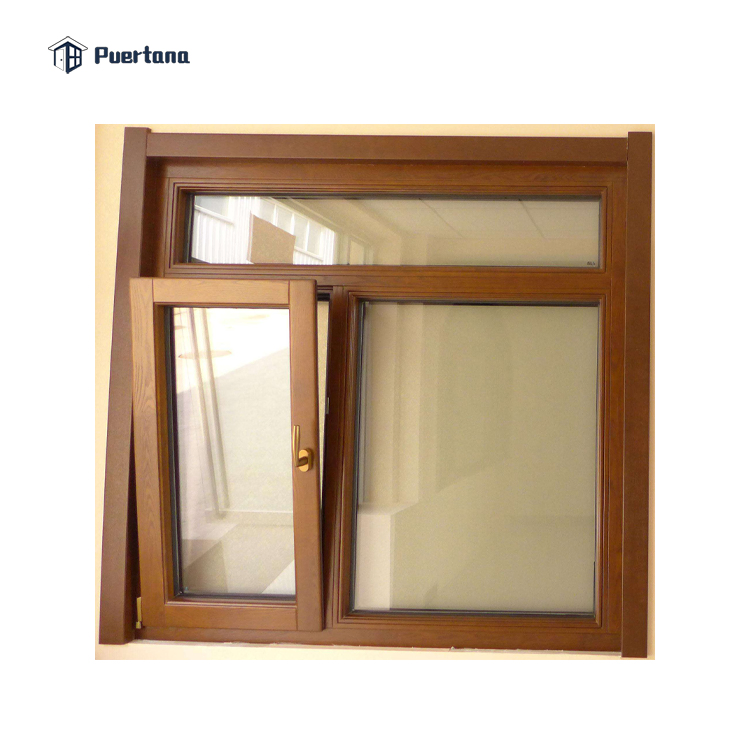 USA Swing Open Style and Aluminium Frame Wood Window with Triple Tempered Glazed