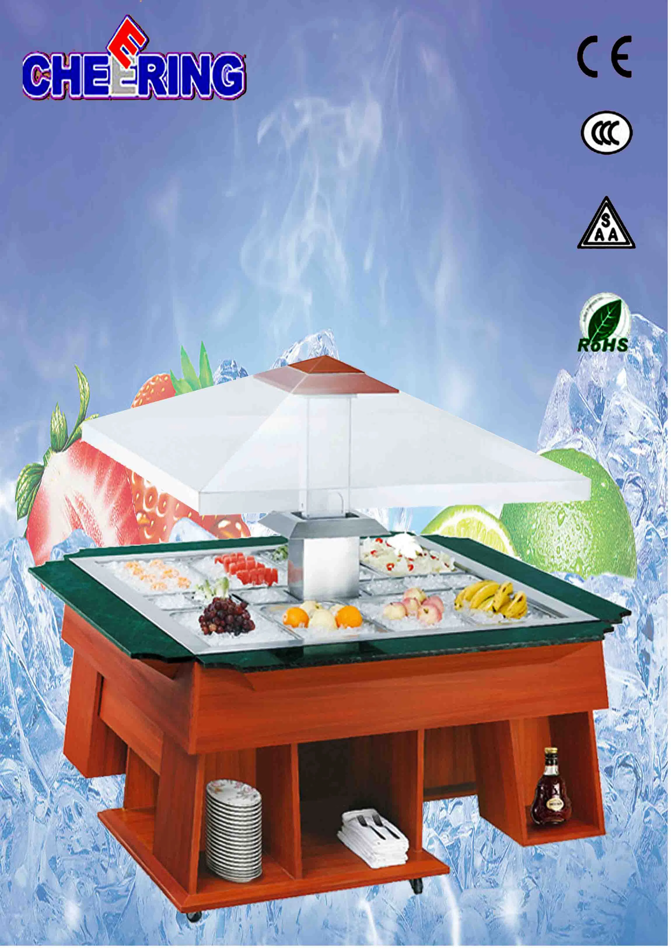 Cheering Catering Equipment Commercial Square Lift Salad Bar Freezer with Ce (E-P18502L8)