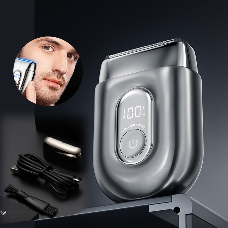 Portable Twin Blade Foil Razor - Travel-Friendly Face Shaving Machine Beard Shaver