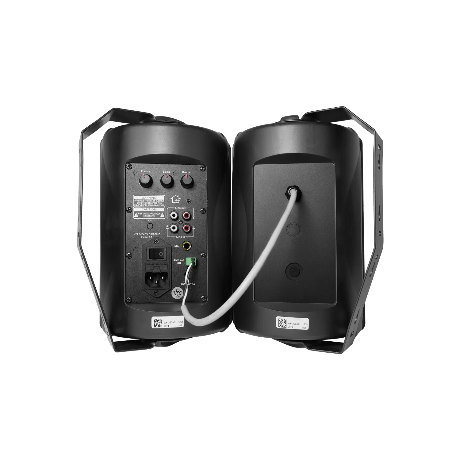 2*20W Class D 5 Inch Active Wall Mount Amplifier Speaker Pair with RCA Line in/out Microphone for PA Smart Home Audio System