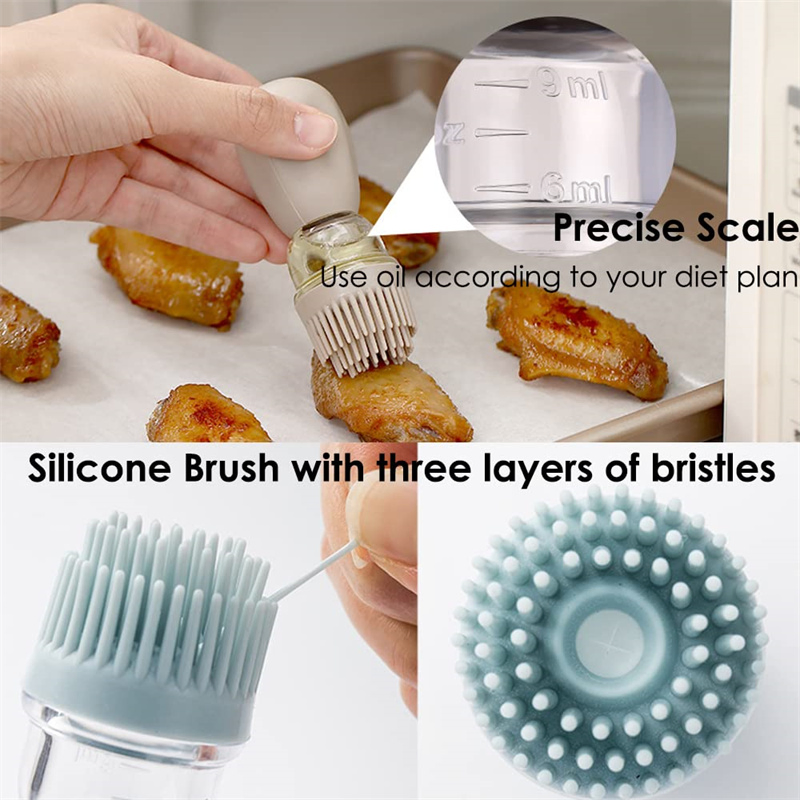 180ml Cooking Glass Olive Oil Dispenser Bottle for Kitchen with Dropper Measuring Silicone Brush