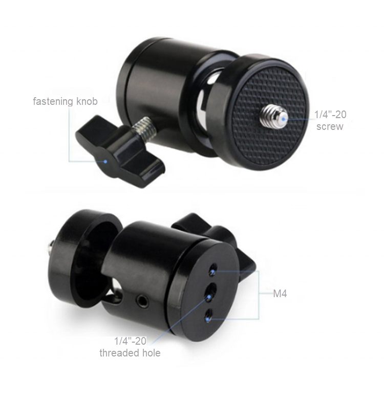 Aluminum Ball Head Q29 Swivel 360 Degree Rotation Mini Ball Head for Tripod Monopod Ring Light DSLR 3/8 to 1/4 Inch Hole