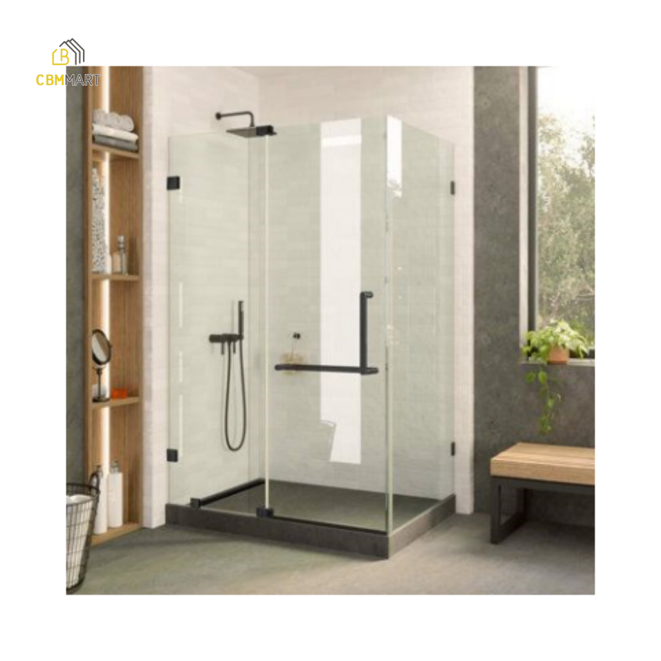 Cbmmart Stainless Hand Bar Bathroom Frameless Tempered Glass Shower Door