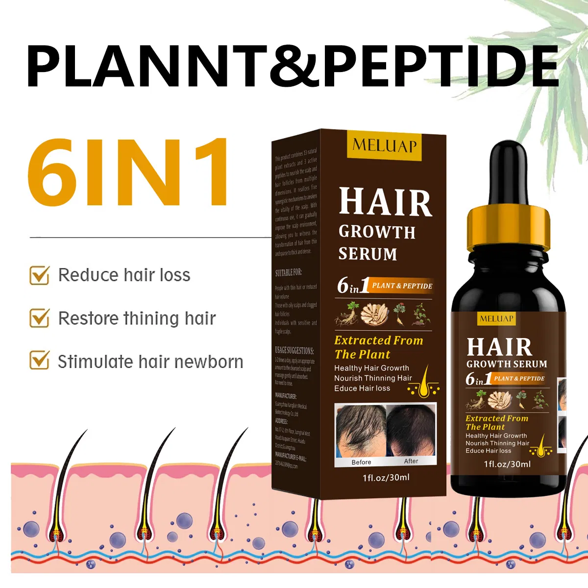Hair Growth Serum Hair Lotion Oil Root Anti Loss Promotes Thicker Natural Nourishing Hair Scalp Anti Lost Hair Serum Private Label