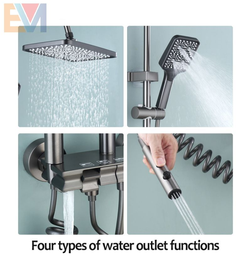 Bathroom Set Black Brass Shower Faucet Hot and Cold Shower System Rain Shower Set
