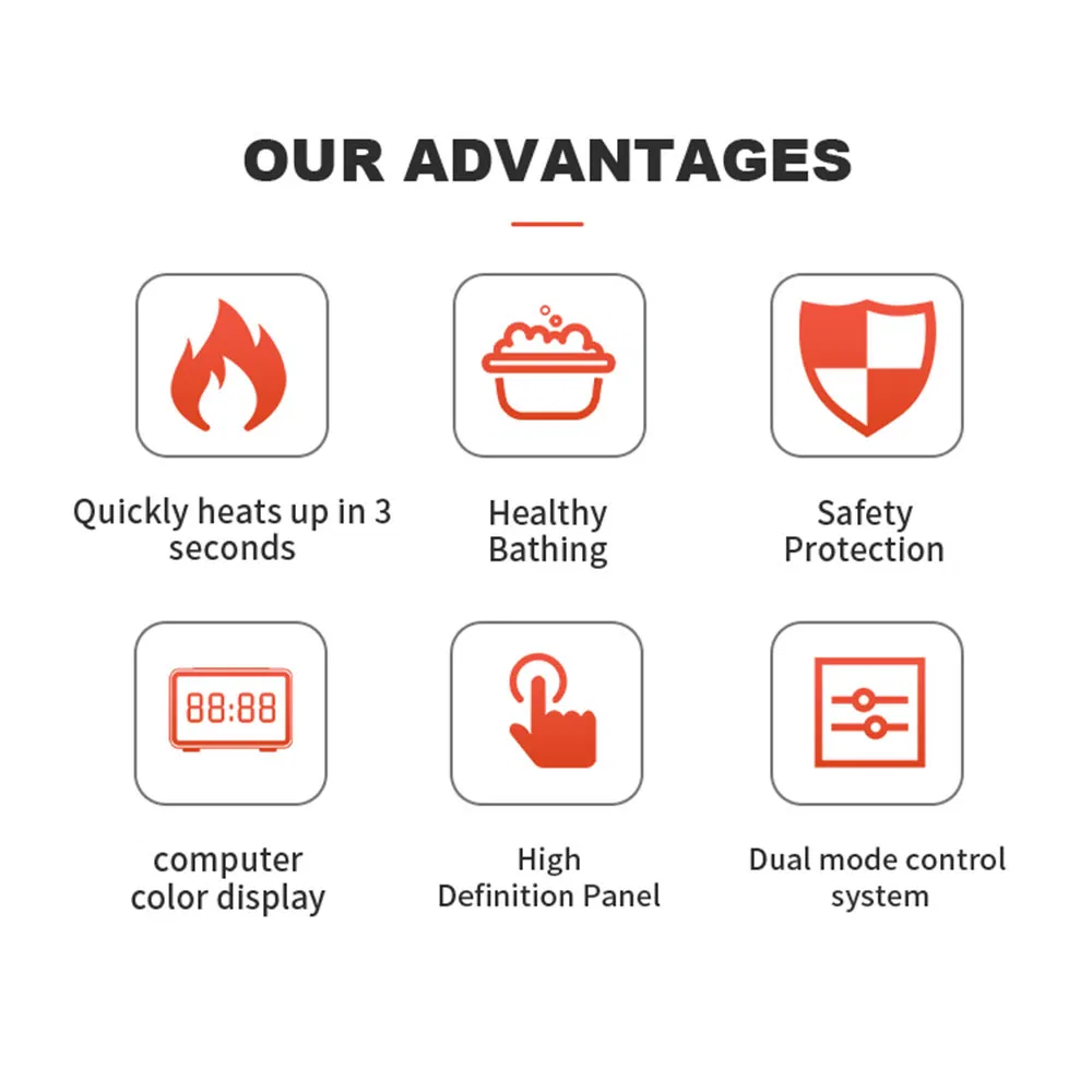 24/7 Hot Water Supply 10.5kw Instant Water Heater with Anti-Dry Burning & Multi-Protection