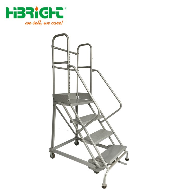 Warehouse Moveable Multi Tiers American Style Step Ladder Trolley