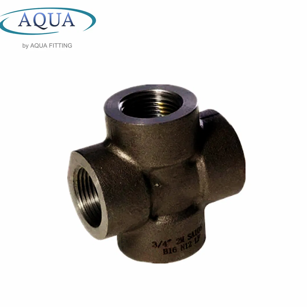 A105 A234 Carbon Steel Forged Pipe Fitting Enequal Cross / Reducing Thread Cross