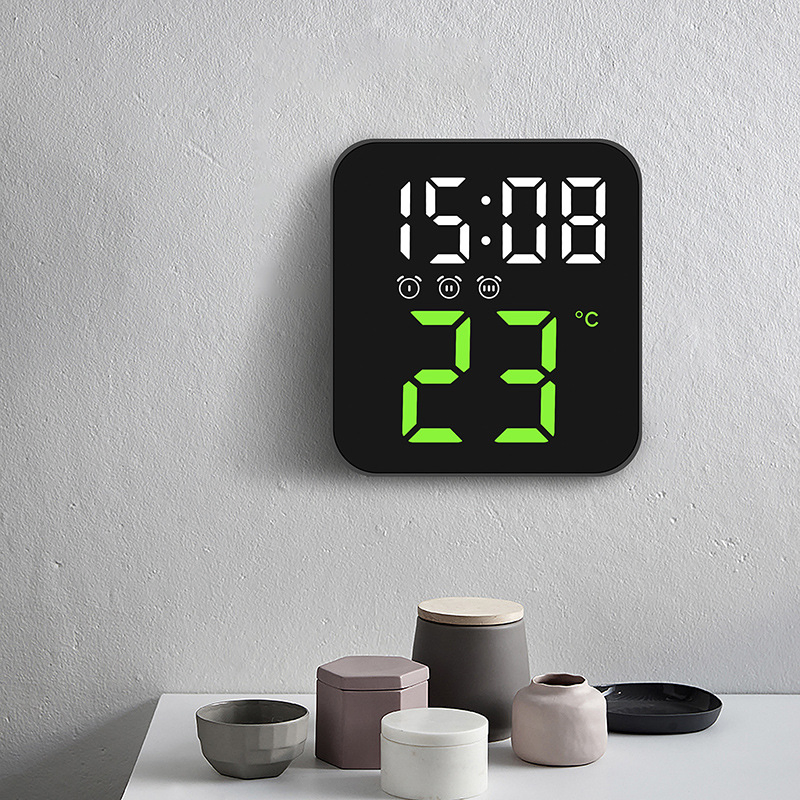 Minimalist LED Temperature Clock with Triple Alarm Features