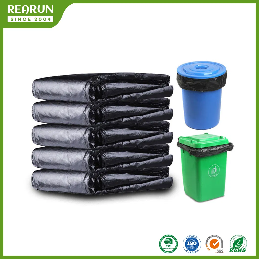 Rearun Biodegradable PE Garbage Bags China Manufacturing Plastic Restaurant Kitchen 3mil Contractor Trash Bin Liner Garbage Bags