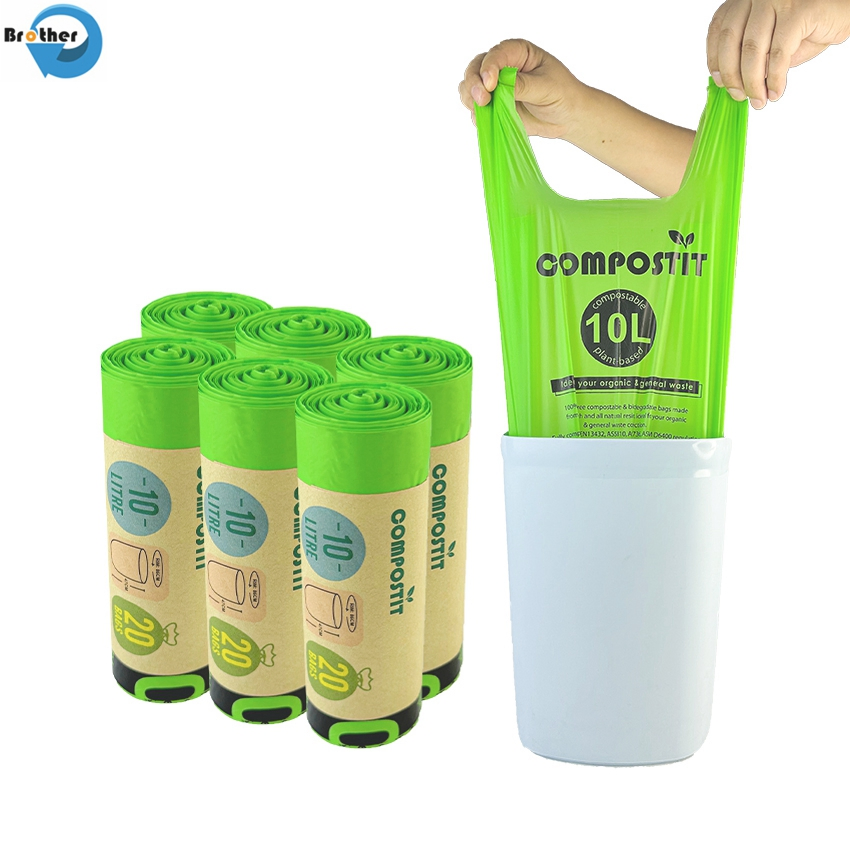 Corn Starch Eco Friendly Compostable Bin Liners/Biodegradable Garbage Bags PLA Pbat Garbage/Trash/Bin Liners Bags
