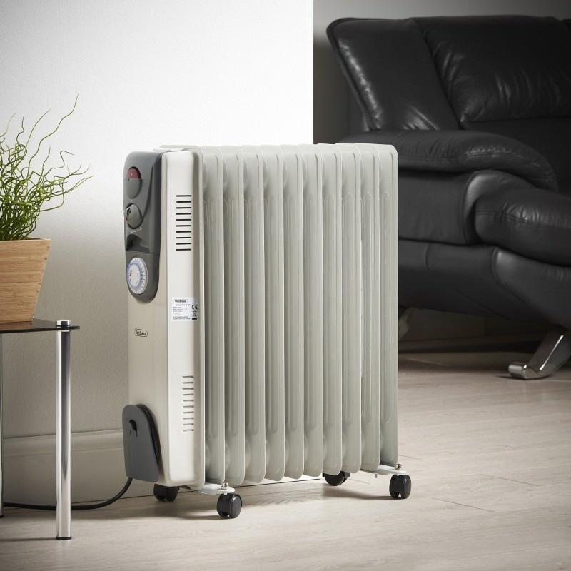 3 Heat Settings and Adjustable Thermostat Oil Filled Wall Mount Electric Radiator