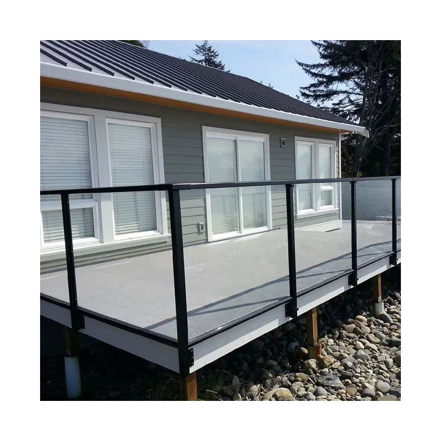 Aluminum Glass Railing Deck Balcony Designs Pictures with LED Light Clamps Balustrade Clamp Aluminum Glass Railing