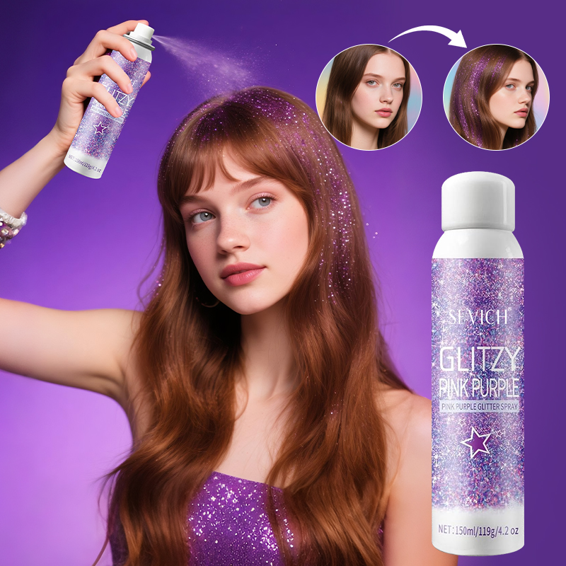 Wholesale OEM 150ml Christmas Nightclub Party Body Hair Clothes with Starry Sky Color Sparkle Glitter Spray