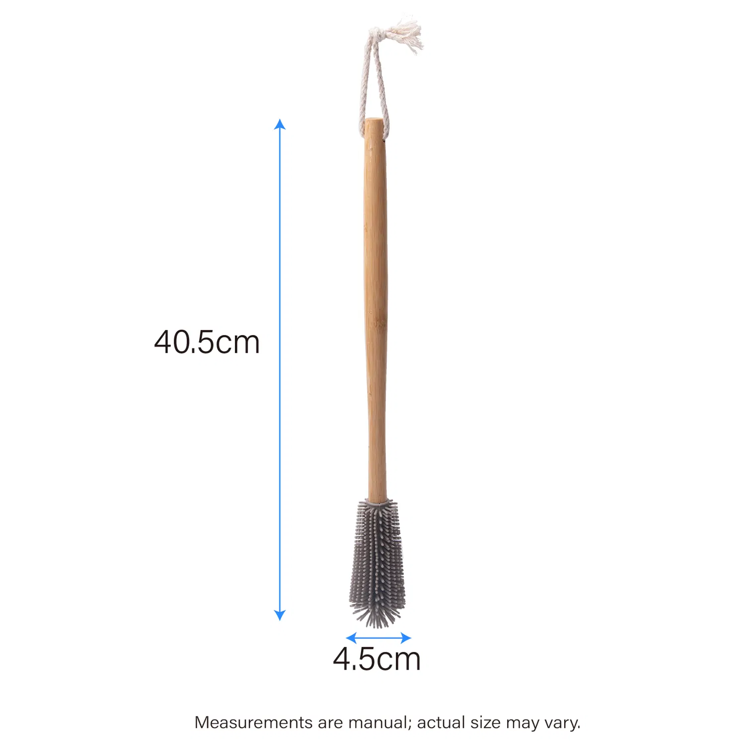 Силиконовая щетка для чистки бутылок с бамбуковой ручкой