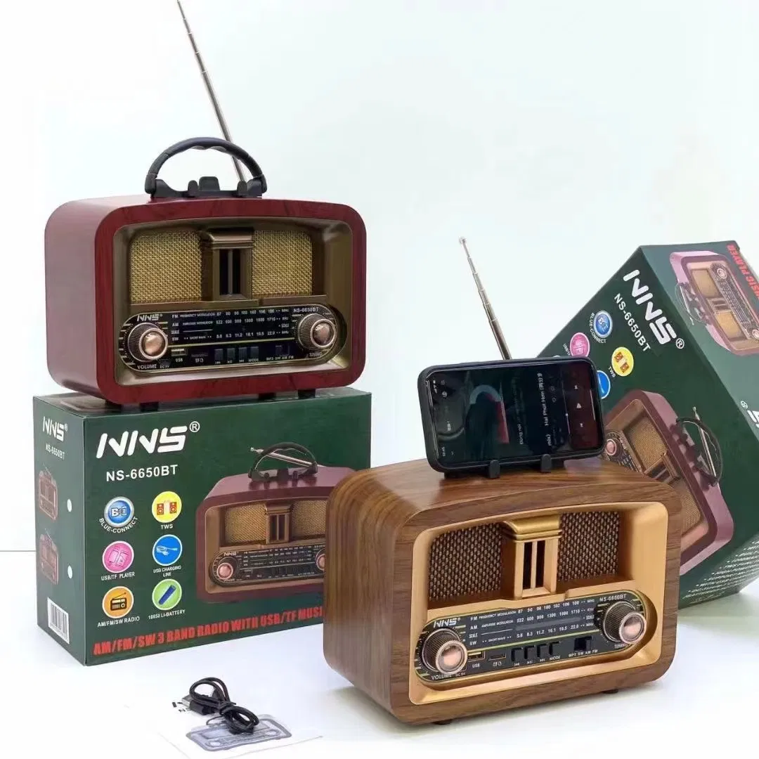 Ретро-радио NS-6650BT с Bluetooth, деревянный корпус