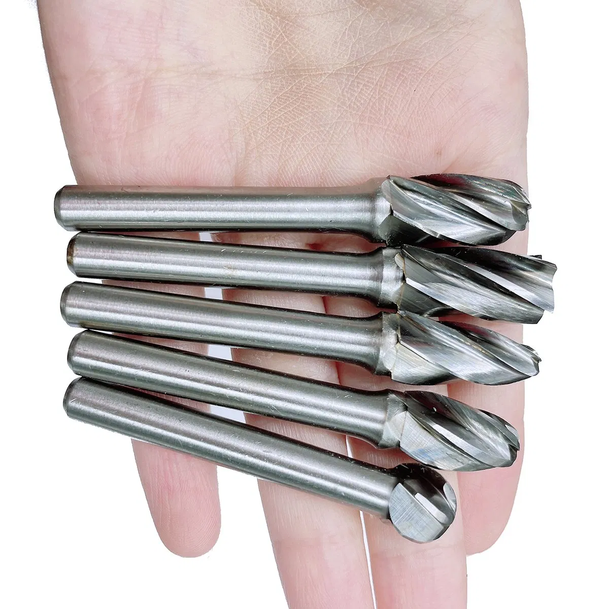 Factory Wholesale Top High Quality 5PCS 6mm 1/4 Inch Grey Rose Box Tungsten Rotary Cutter Steel Aluminum Cut Carbide Burrs