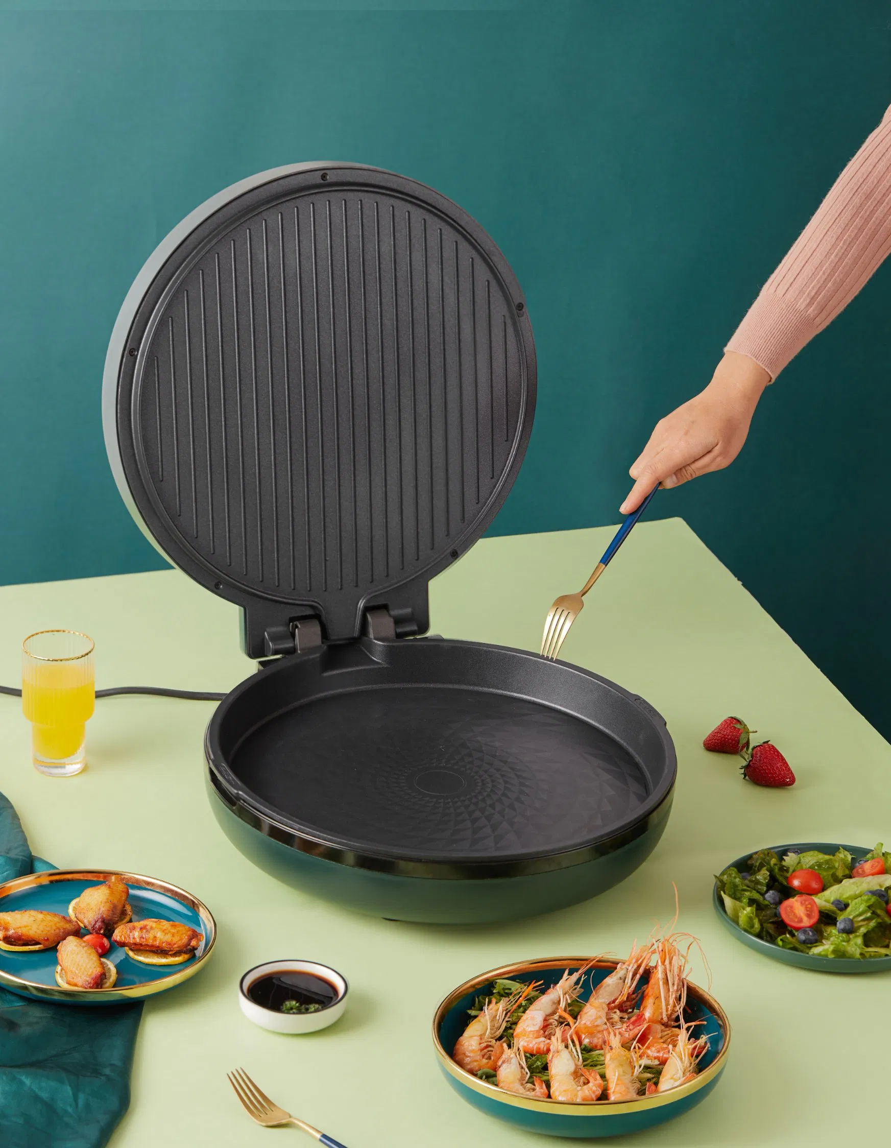 Pizza Maker Non-Stick Round Shape Electric Pizza Pan Multi Cooker