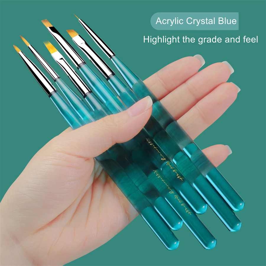 Wholesale New Nail Art Brush Ocean Blue Rod Pull Hook Crystal Pen Light Therapy Nail Pen