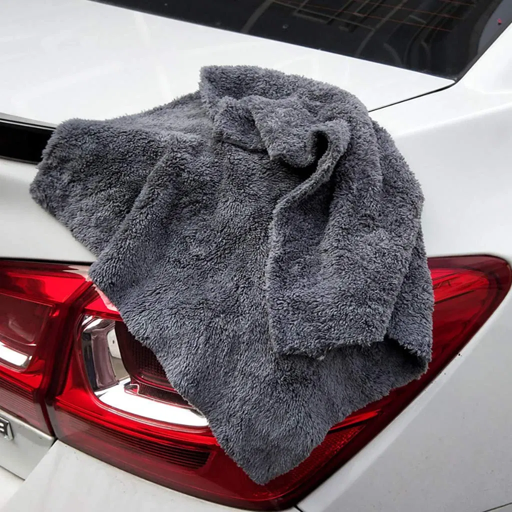 Fluffy Coral Fleece Microfiber Wash Cloth for Car Detailing, Cleaning, Polishing, Absorbent with Plush Hair, 500GSM, 600GSM