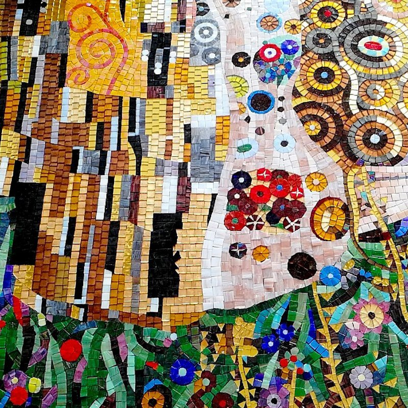 The Kiss of Gustav Klimt, Hand Made Glass Mosaic Art Wall Mural Decor
