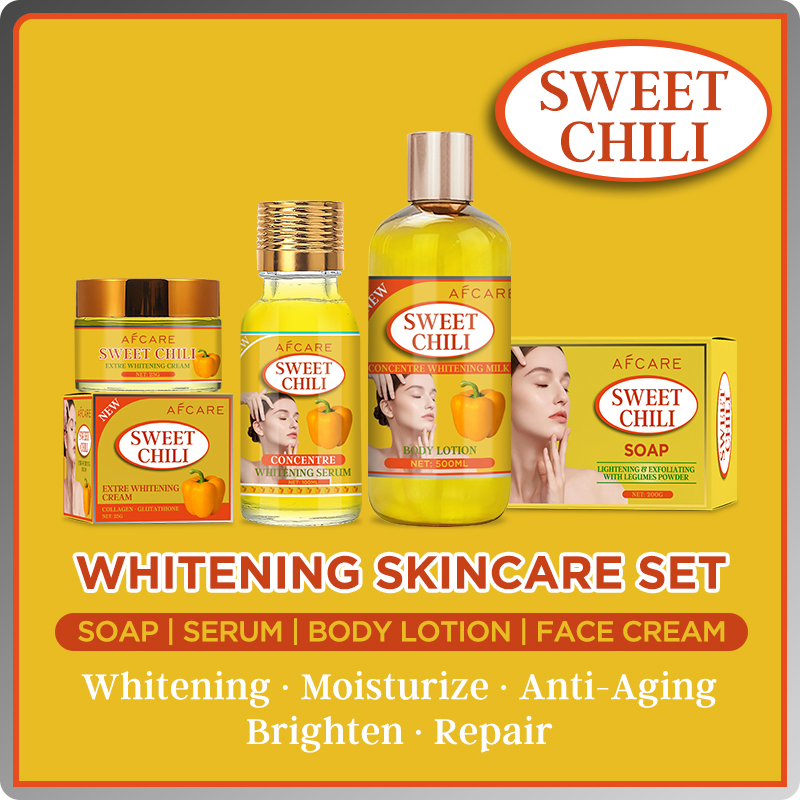 Korean Whitening Sulfate-Free Antioxidants and Sweet Chili & Vitamin B5 Organic Skincare Set