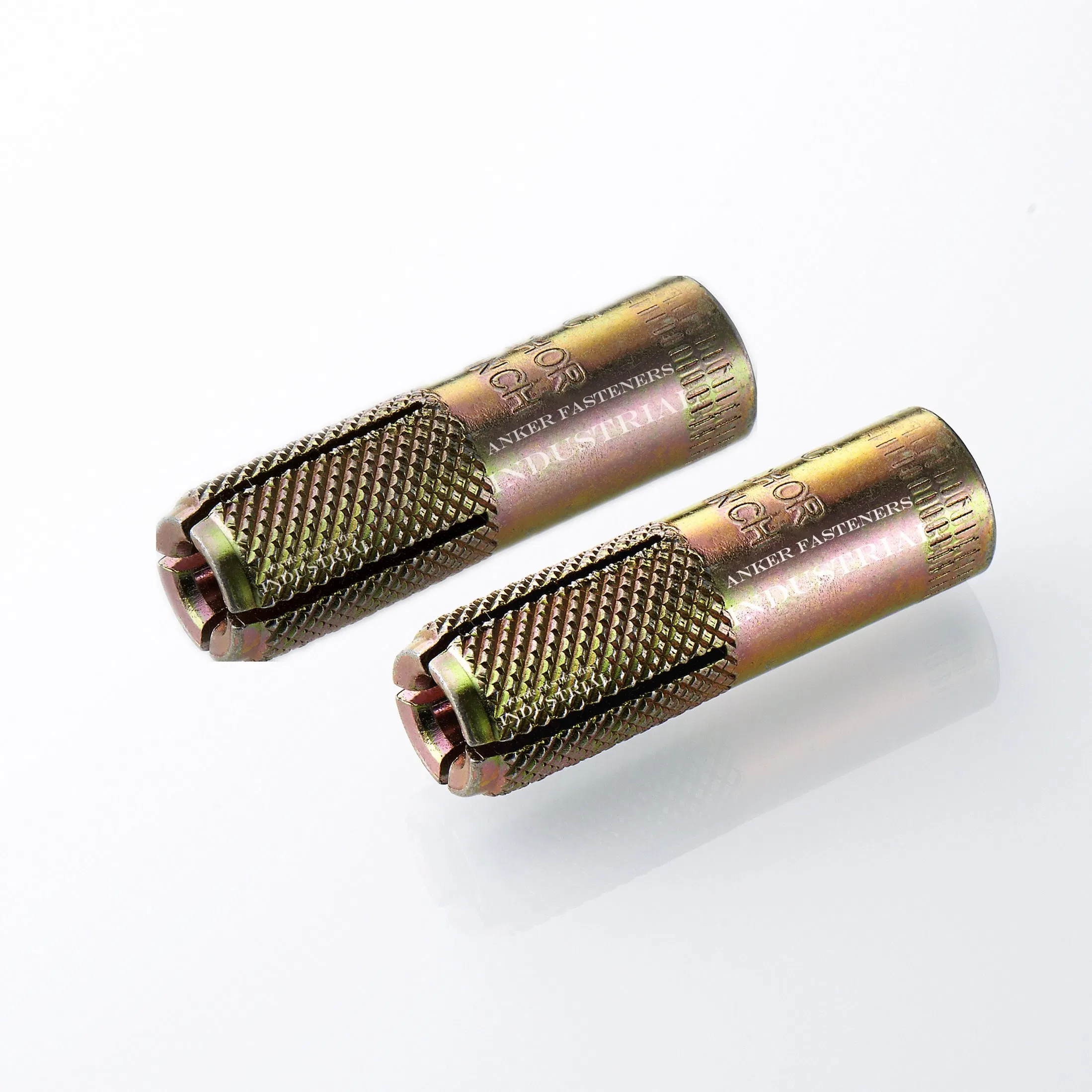 3/8'' Zinc Plated Carbon Steel Knurled Drop-in Anchor Internally Threaded Shell-Type Anchor Fastener Flange Expansion Concrete Fastener Threaded Nut
