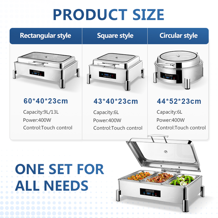 Buffet Stove Food Warmer Stainless Steel Squarer Chafing Dish for Hotel Catering Banquets and Parties