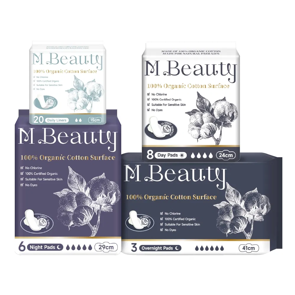 Best Seller 100% Organic Cotton Menstrual Feminine Sanitary Napkins Pads for Woman for M Beauty