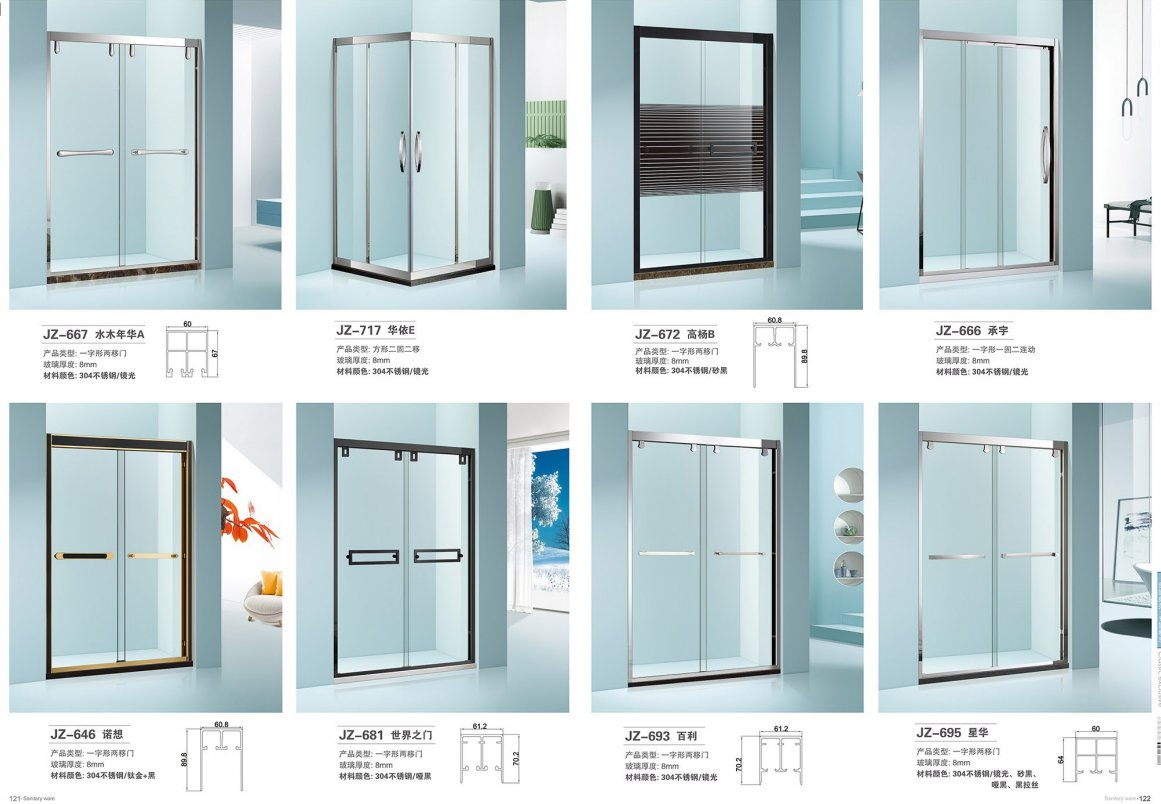 Modern Bathroom Glass Sliding Door CE Certified 30-Day Delivery Time