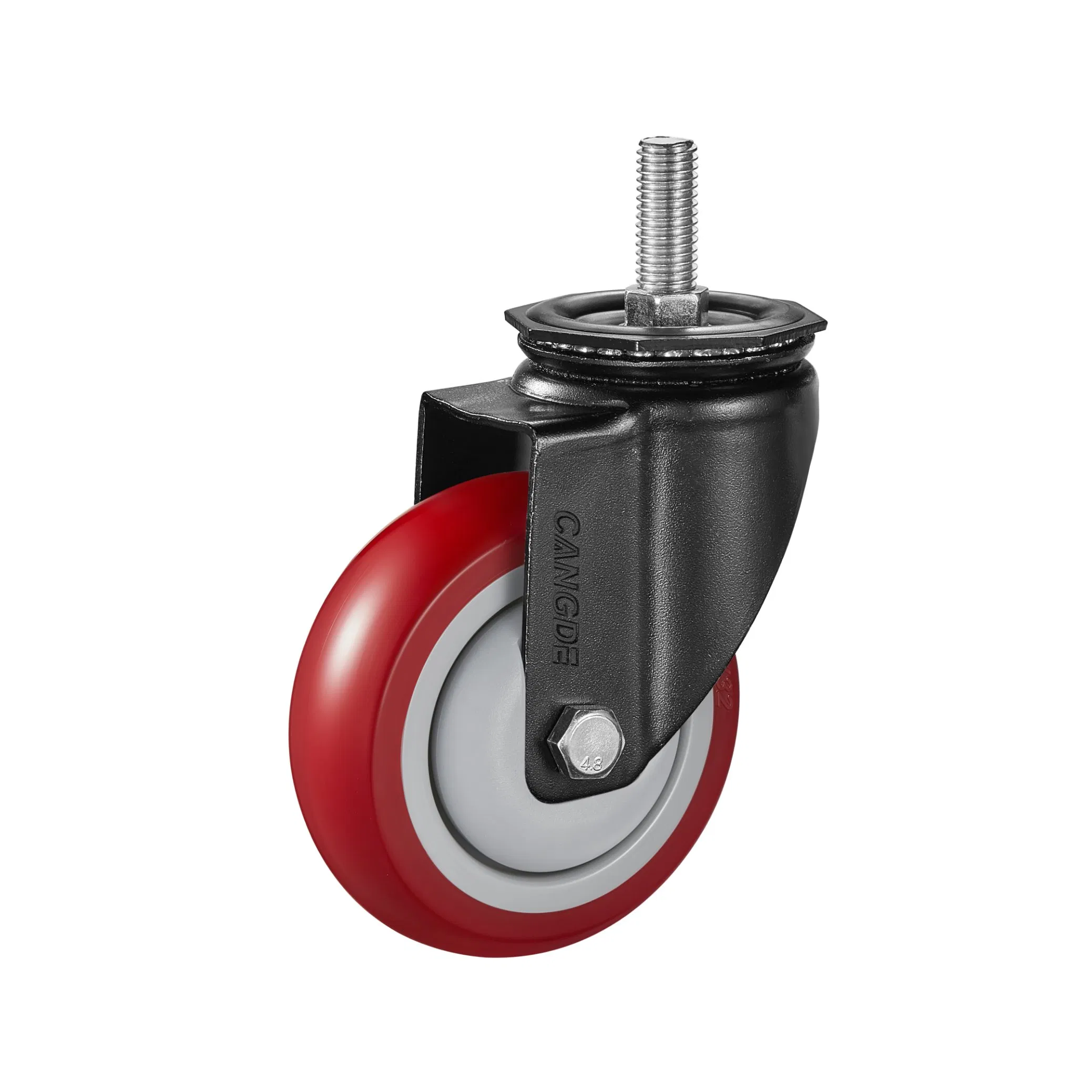 Industrial Castor Swivel PU Caster with Thread Stem for Trolley