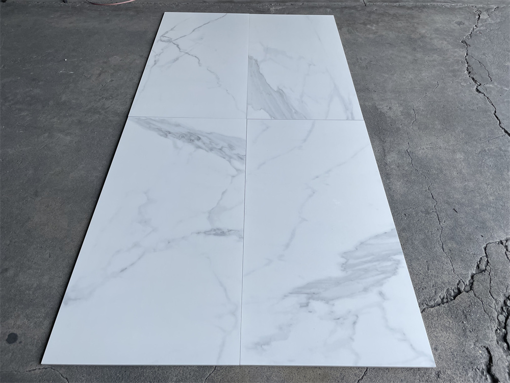 Керамогранитная плитка для пола в ванную 600x1200 мм, белый мрамор