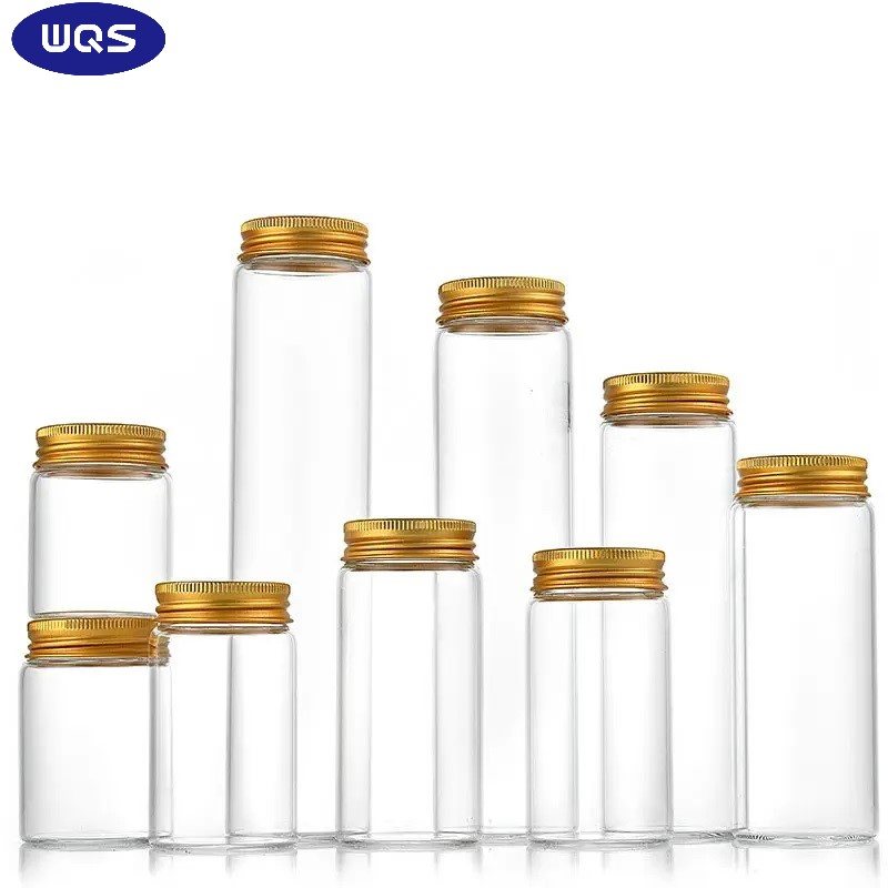 37mm 47mm Borosilicate Tubular Glass Vials with Aluminum Cap Custom Logo 250ml 350ml 500ml 750ml 1000ml Glass Bottles for Juice