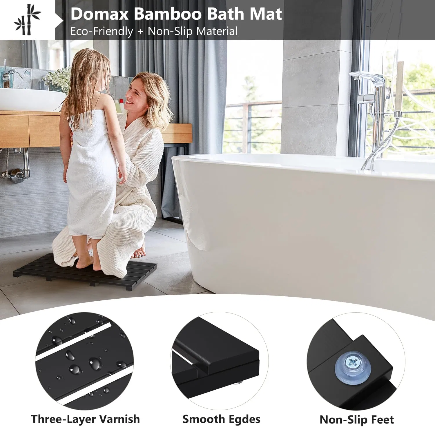 Bamboo Bath Mat for Household Use
